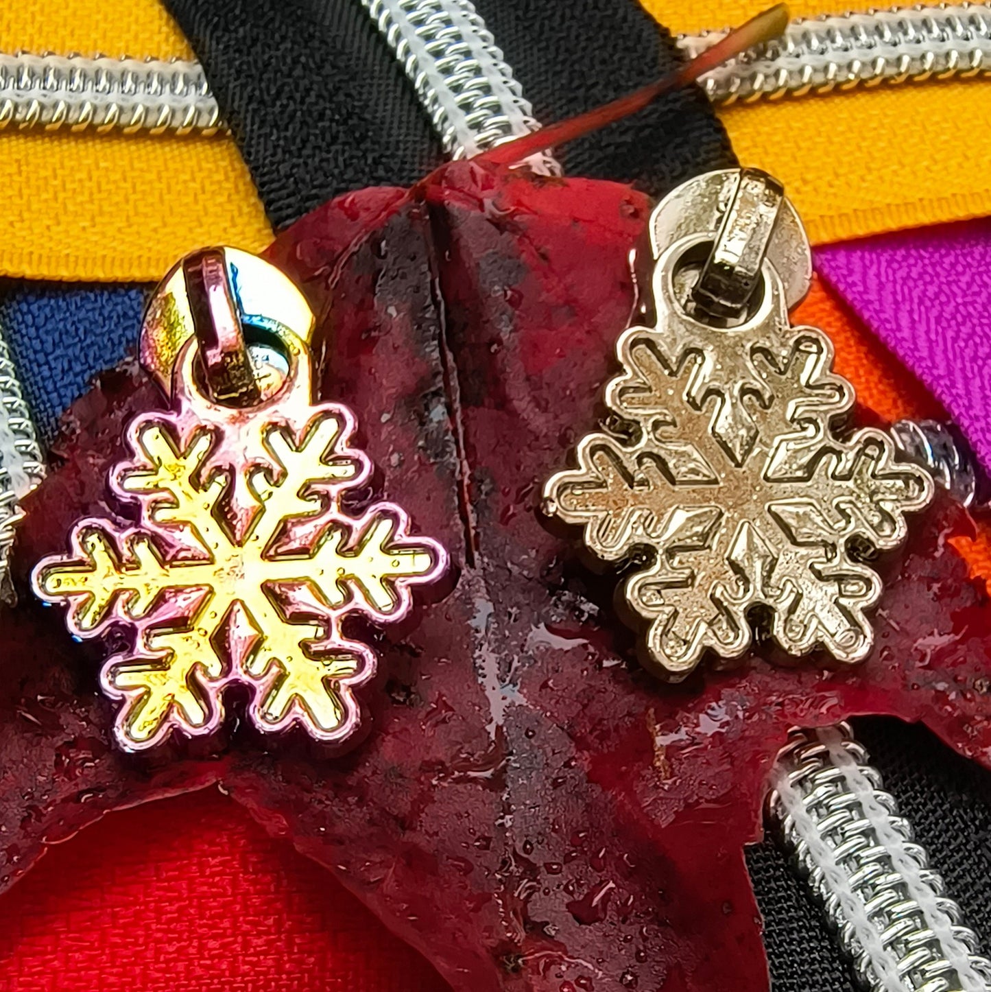 Snowflake Silver Zipper Pulls (Flat Back)