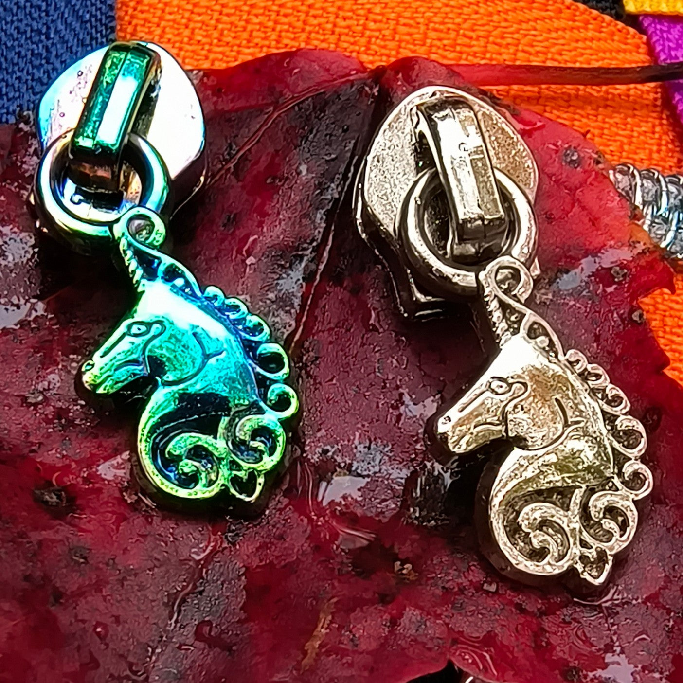 Unicorn Silver Zipper Pulls (Flat Back)