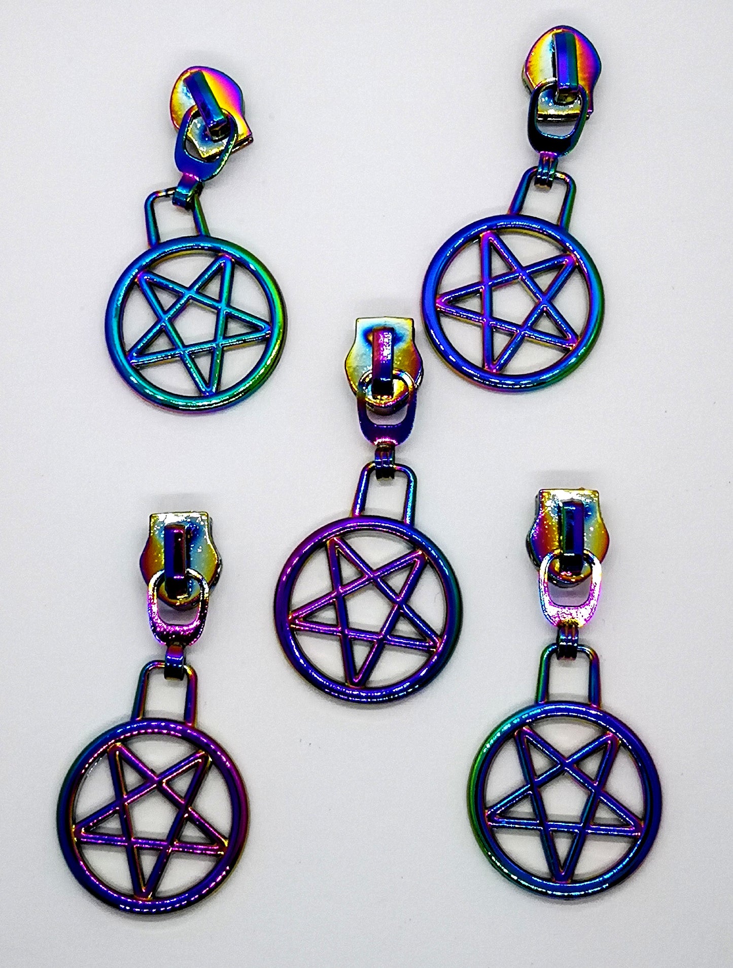 Rainbow Pentagram Zipper Pull set of 5 – RC.Threadcraft